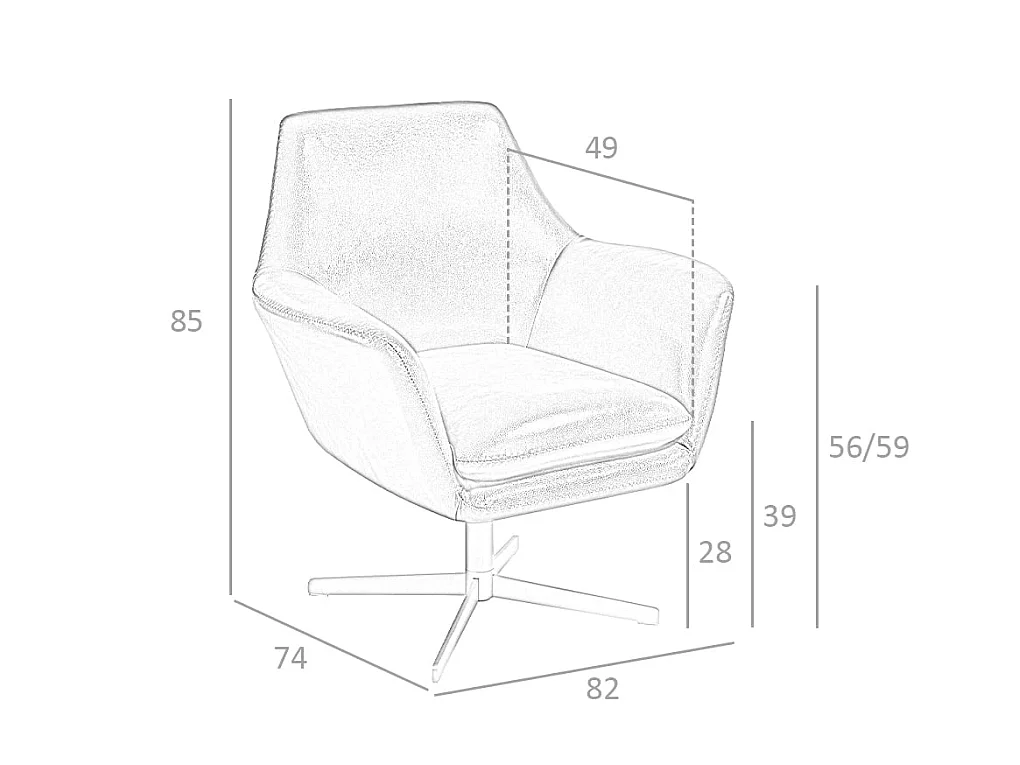 Sillón giratorio de piel y acero pulido  5093 ANGEL CERDA