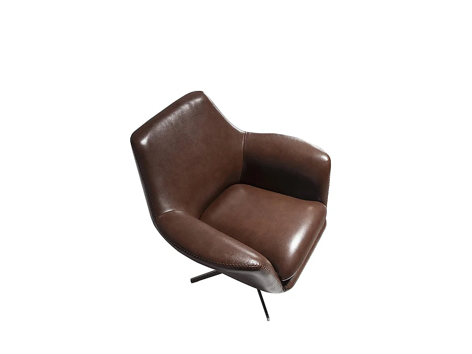 Sillón giratorio de piel y acero pulido  5093 ANGEL CERDA