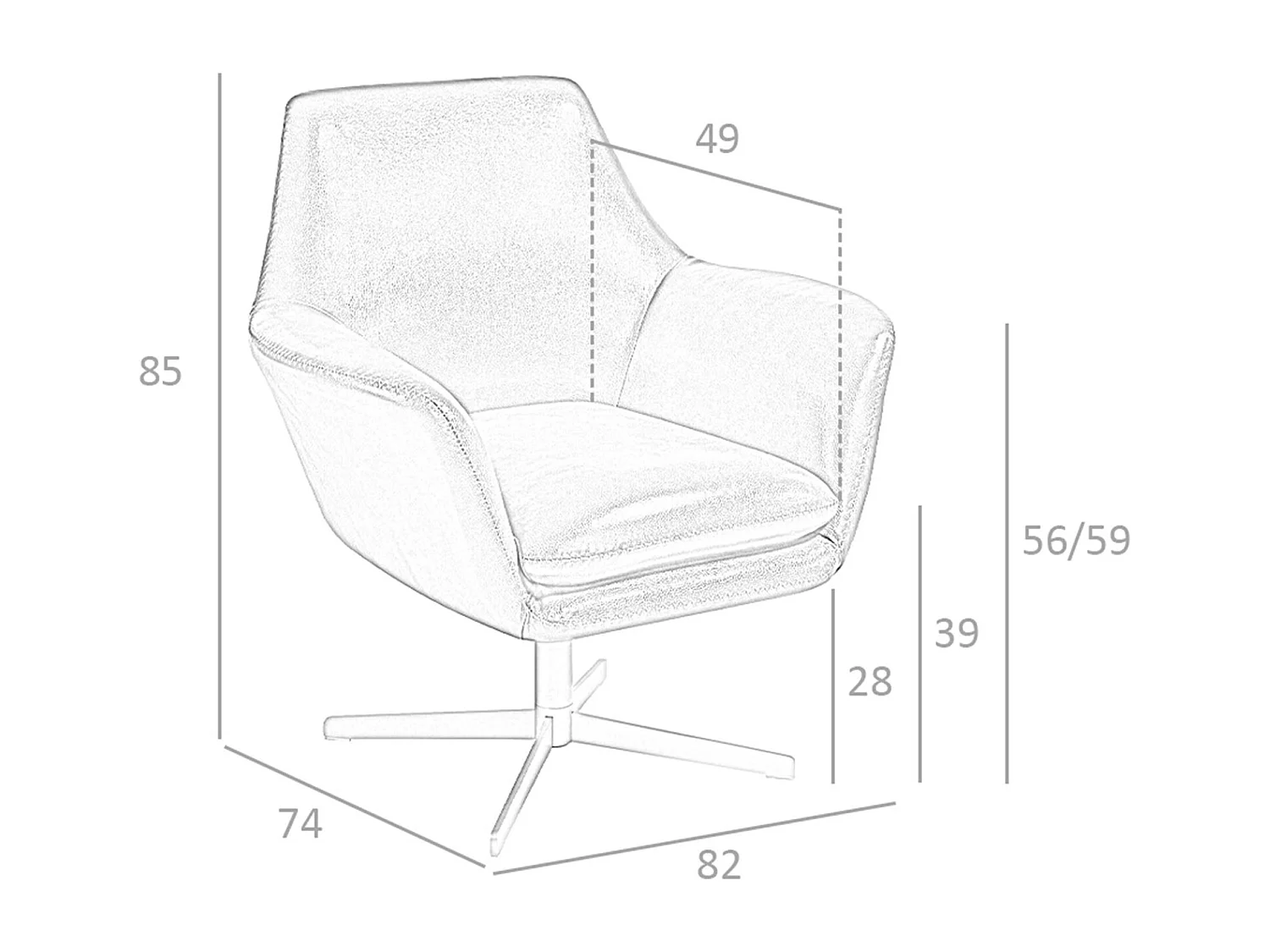 Fauteuil pivotant en cuir brun cognac 5093 ANGEL CERDA