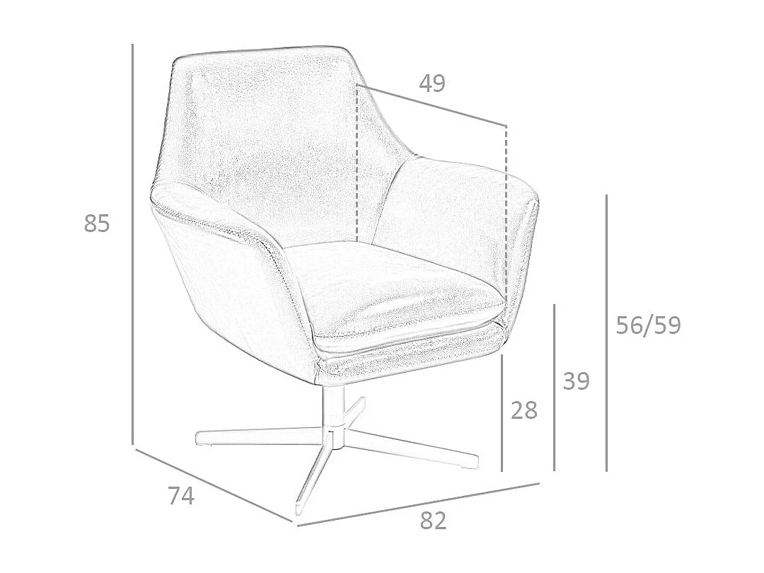 Fauteuil pivotant en cuir brun cognac 5093 ANGEL CERDA