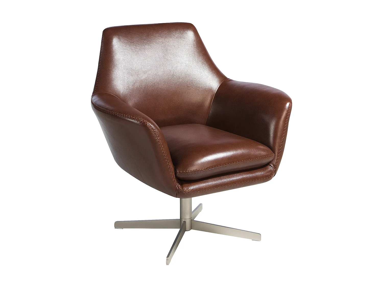 Cognacbrauner Leder-Drehsessel 5093 ANGEL CERDA