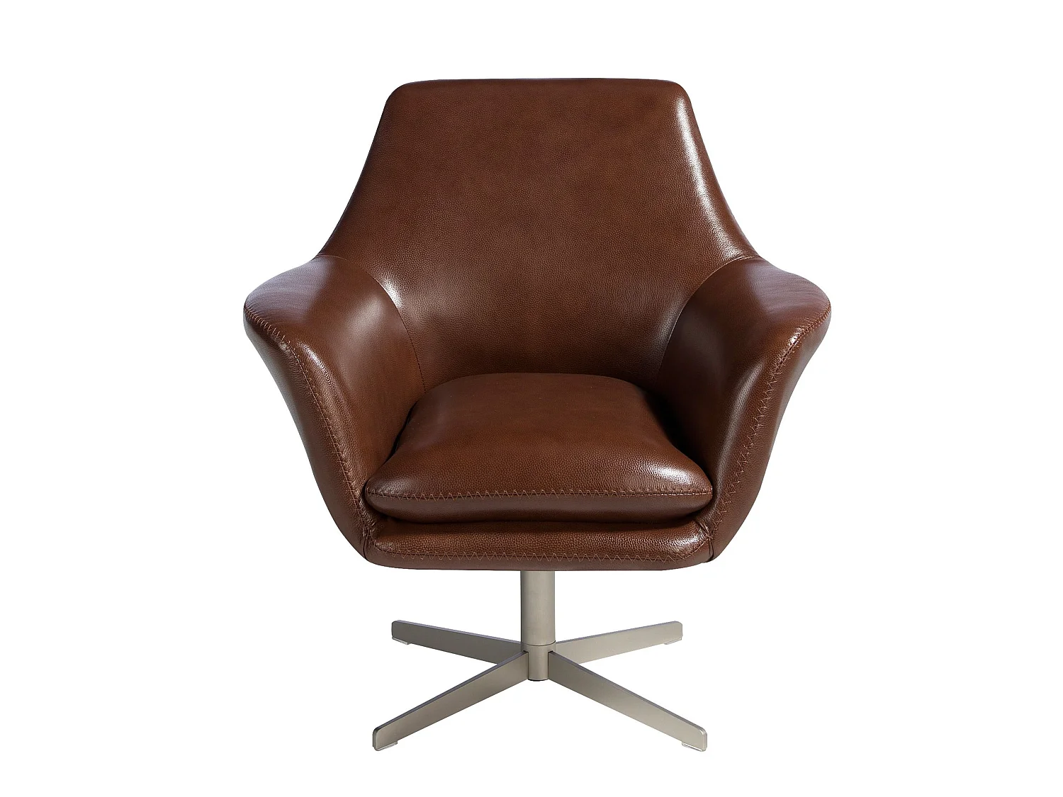 Fauteuil pivotant en cuir brun cognac 5093 ANGEL CERDA