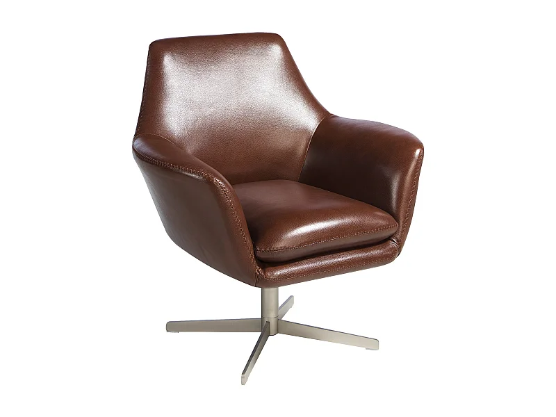 Cognacbrauner Leder-Drehsessel 5093 ANGEL CERDA