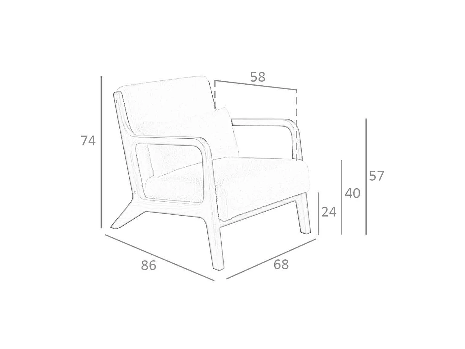 Fauteuil en tissu blanc 5100 ANGEL CERDA
