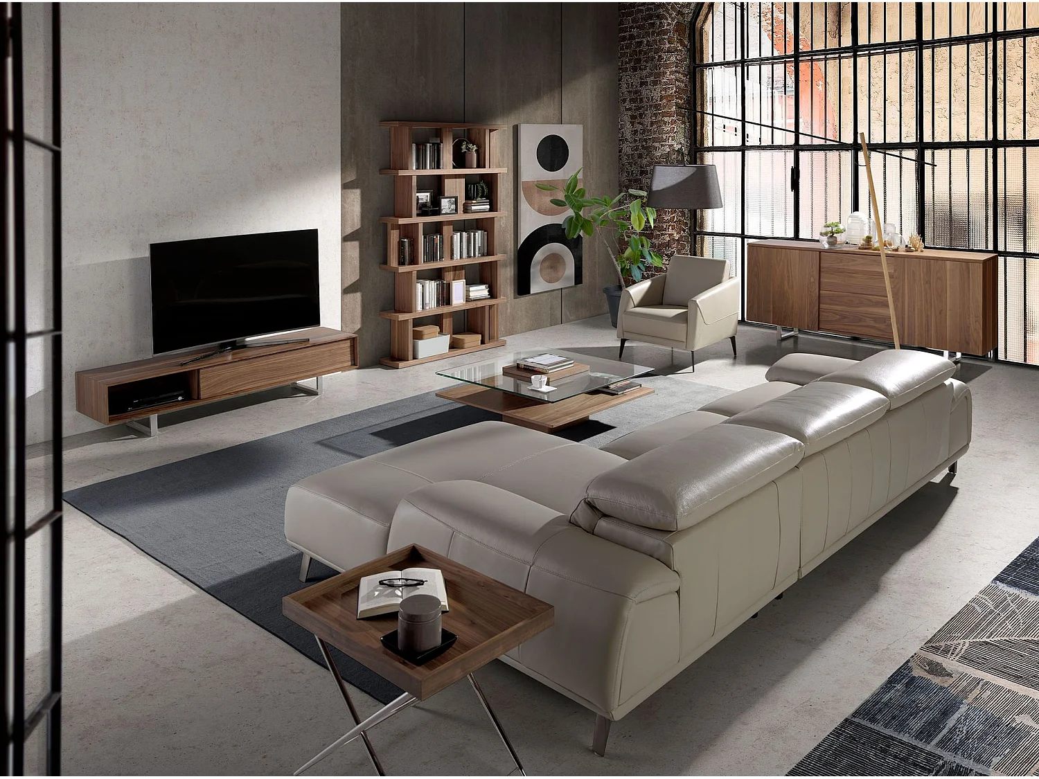 Fauteuil en cuir gris taupe 5094 ANGEL CERDA