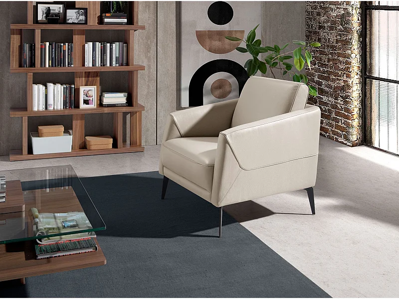 Fauteuil en cuir gris taupe 5094 ANGEL CERDA