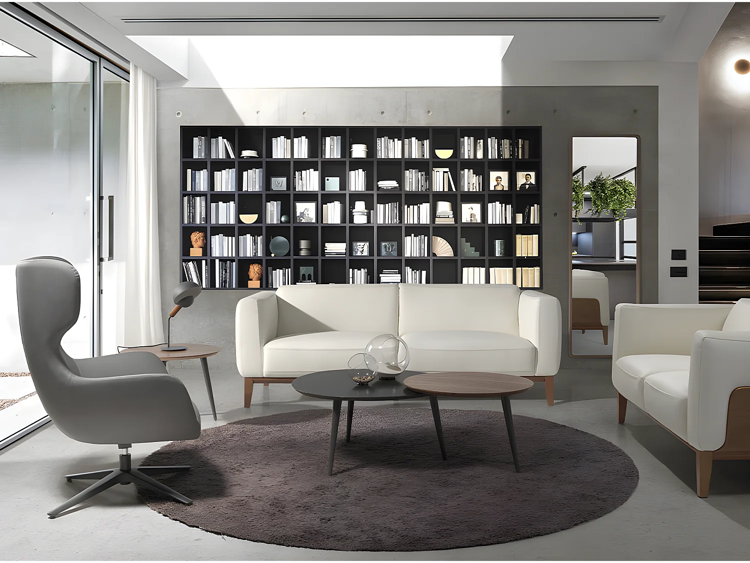 Ciemnoszary fotel obrotowy z ekoskóry