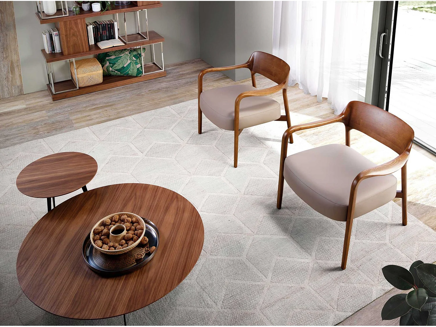 Fauteuil en similicuir noyer et vison 5082 ANGEL CERDA