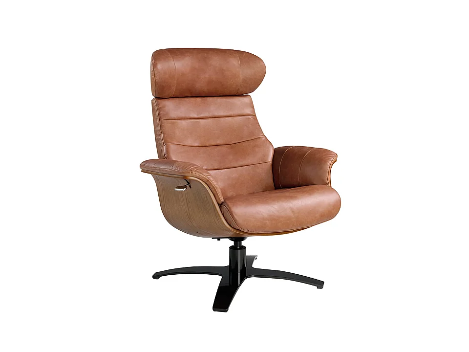 Fauteuil pivotant en cuir de couleur camel 5083 ANGEL CERDA