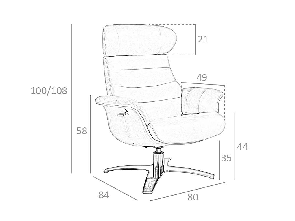 Fauteuil pivotant en cuir de couleur camel 5083 ANGEL CERDA