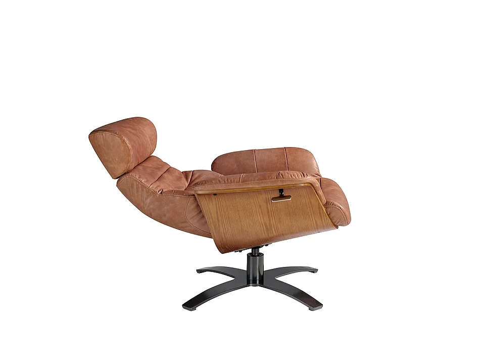 Fauteuil pivotant en cuir de couleur camel 5083 ANGEL CERDA