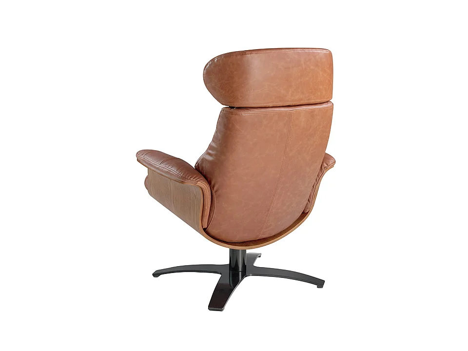 Fauteuil pivotant en cuir de couleur camel 5083 ANGEL CERDA