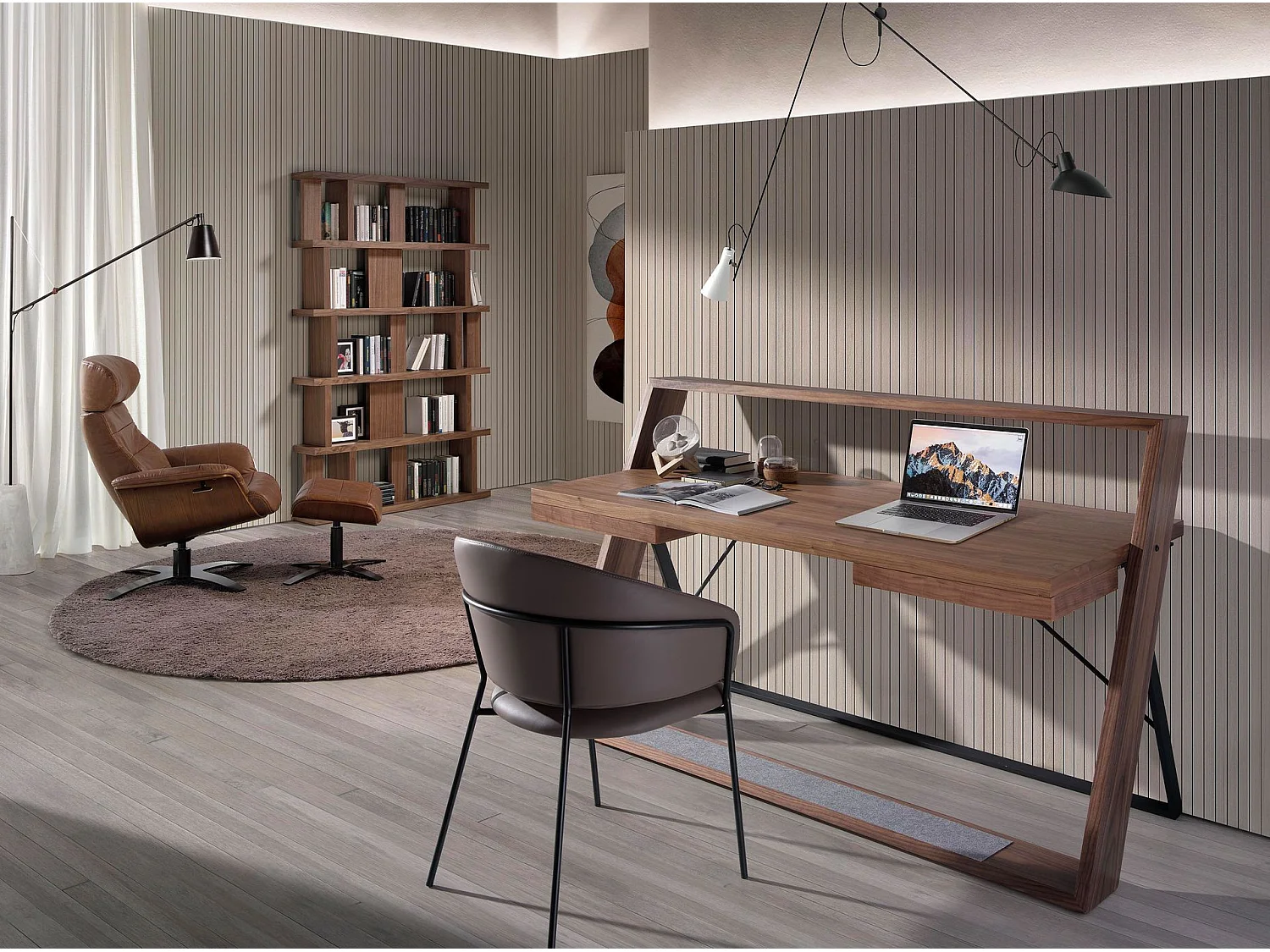 Draaibare relaxfauteuil van bruin leer 5083 ANGEL CERDA