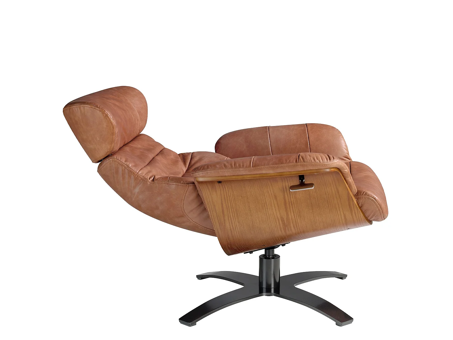 Fauteuil pivotant en cuir de couleur camel 5083 ANGEL CERDA