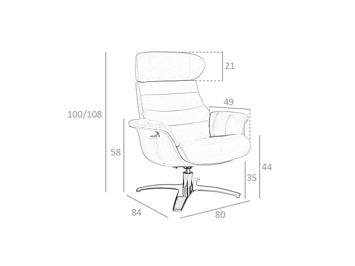 Fauteuil pivotant en cuir de couleur camel 5083 ANGEL CERDA
