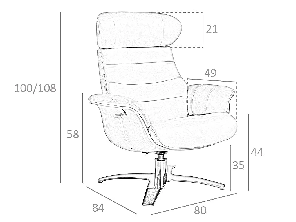 Fauteuil pivotant en cuir de couleur camel 5083 ANGEL CERDA