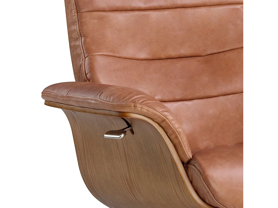 Fauteuil pivotant en cuir de couleur camel 5083 ANGEL CERDA