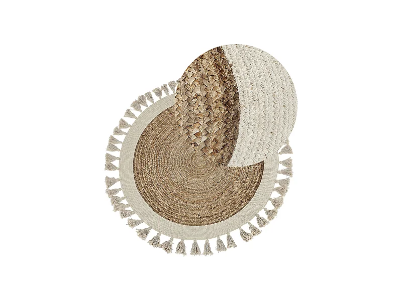 Runder Teppich mit Fransen Jute ⌀ 120 cm beige SAMSUN