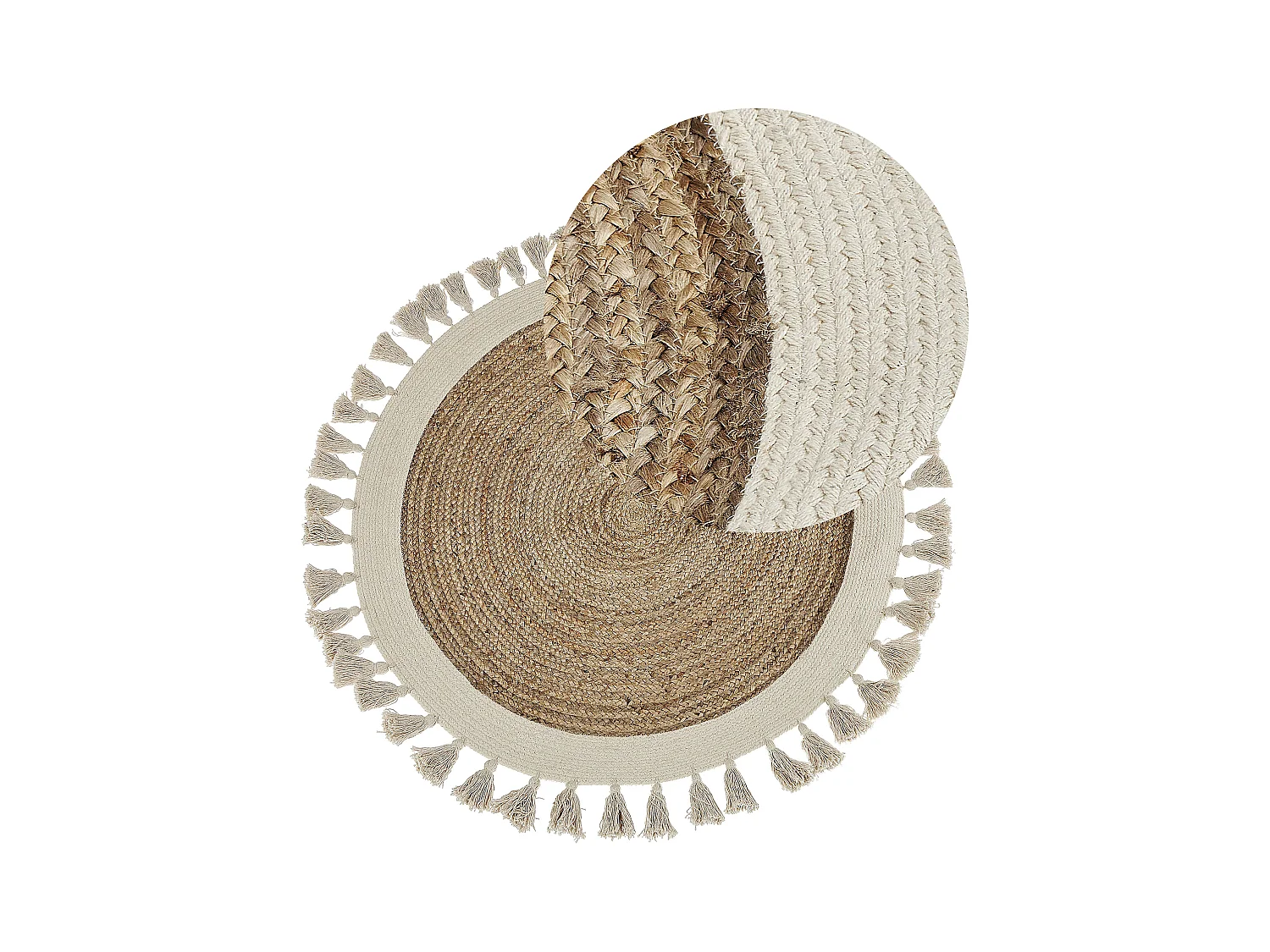 Runder Teppich mit Fransen Jute ⌀ 120 cm beige SAMSUN