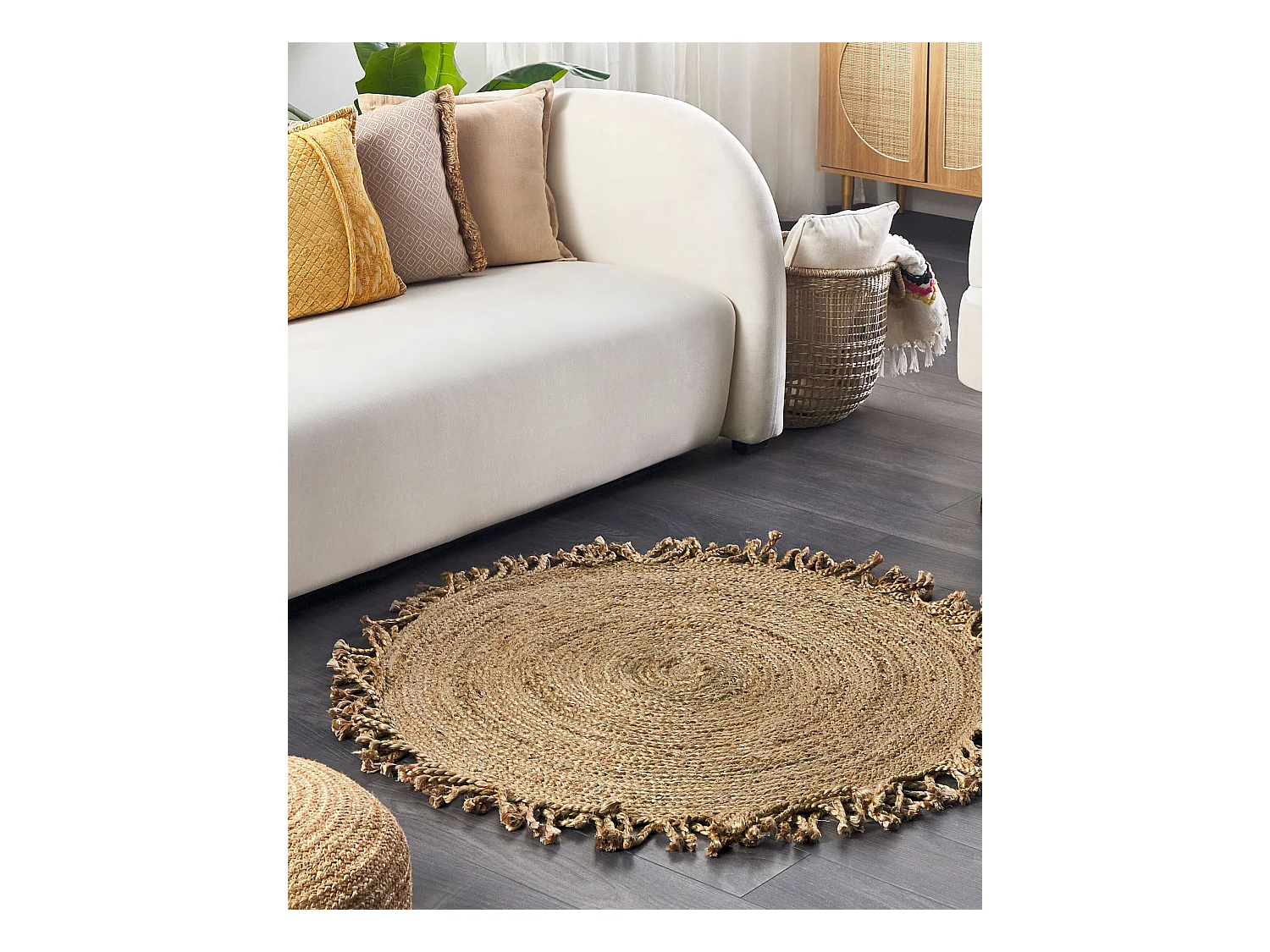 Runder Teppich Jute ⌀ 120 cm beige geflochten YOZGAT