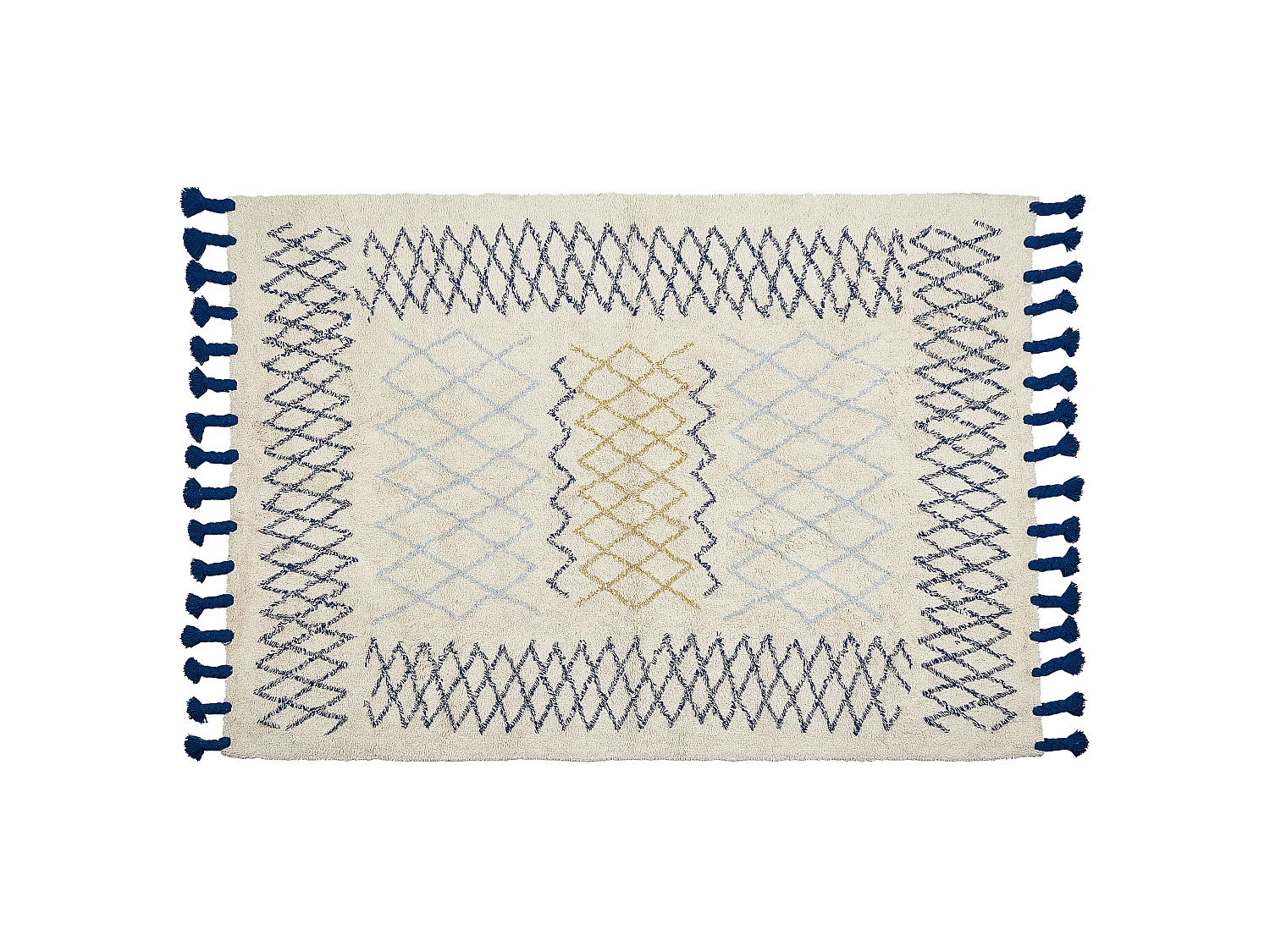 Tapis en coton 140 x 200 cm beige et bleu ERZINCAN