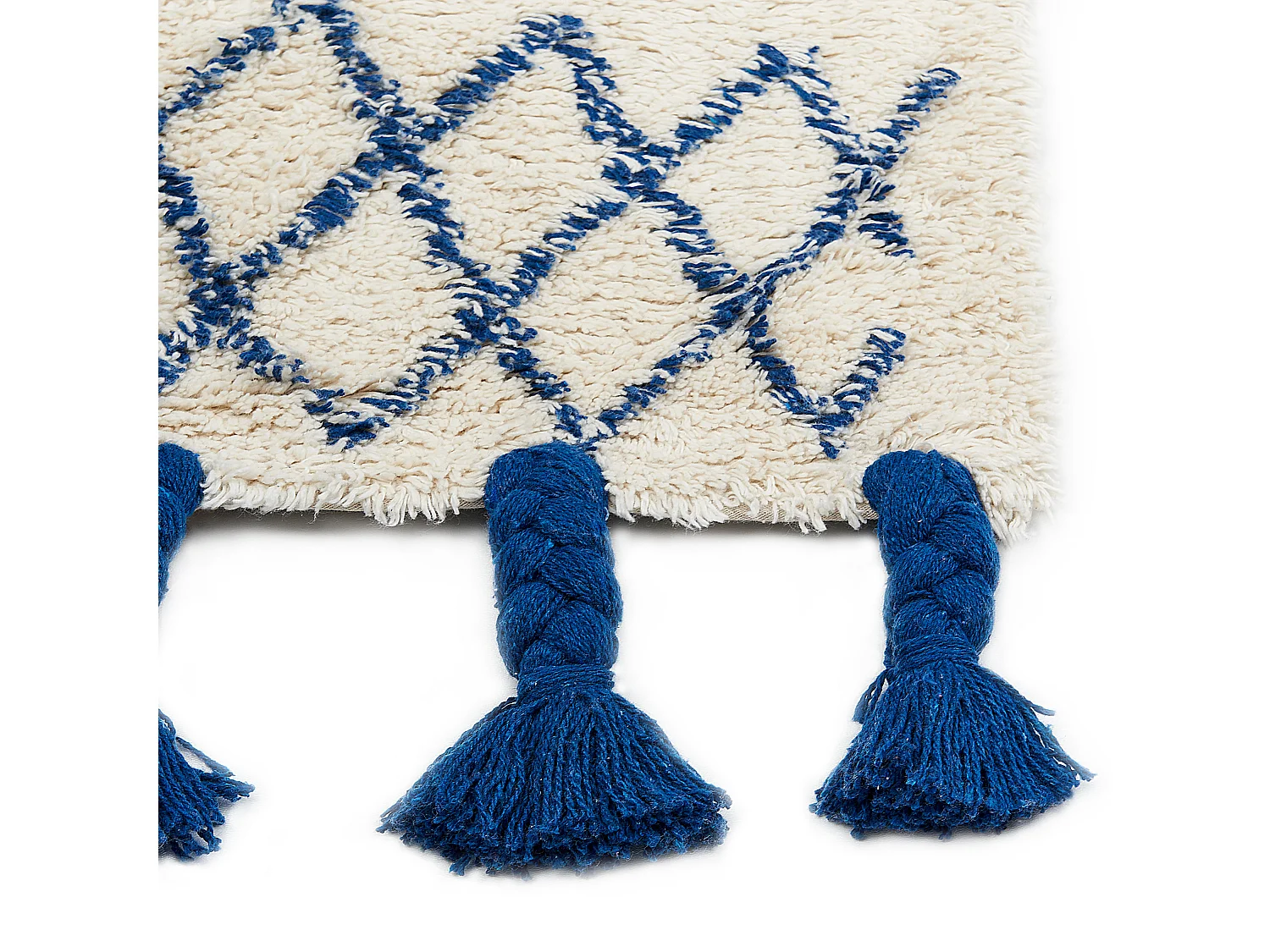 Tapis en coton 140 x 200 cm beige et bleu ERZINCAN