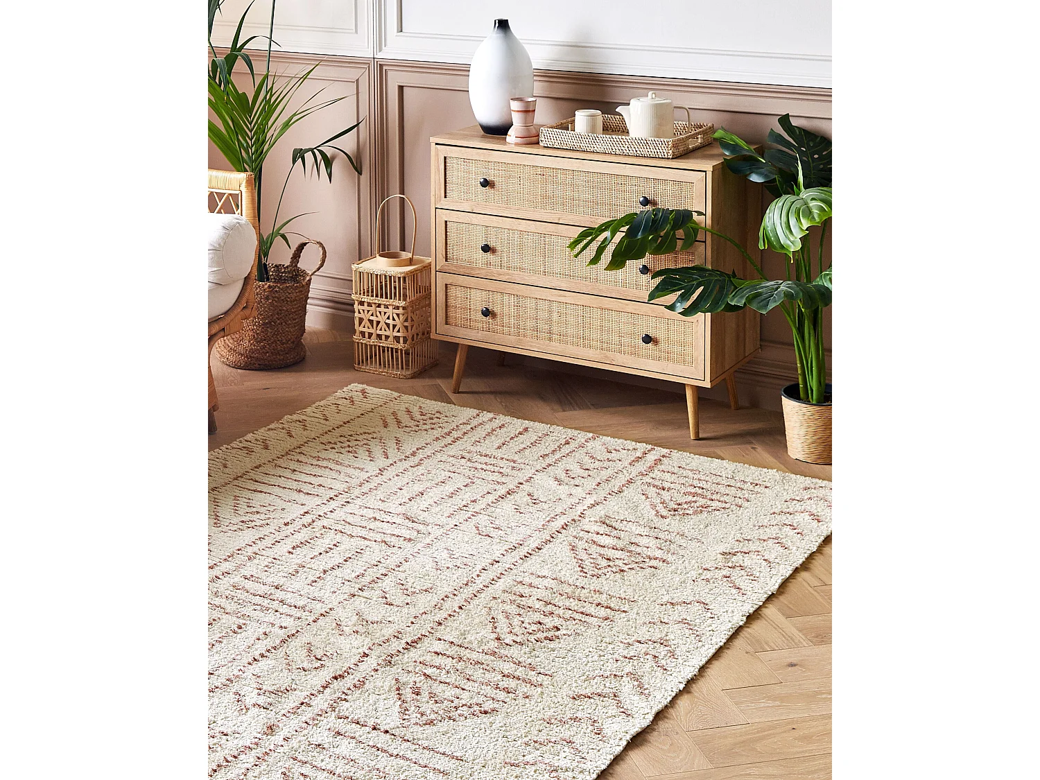 Vloerkleed katoen beige/roze 140 x 200 cm EDIRNE