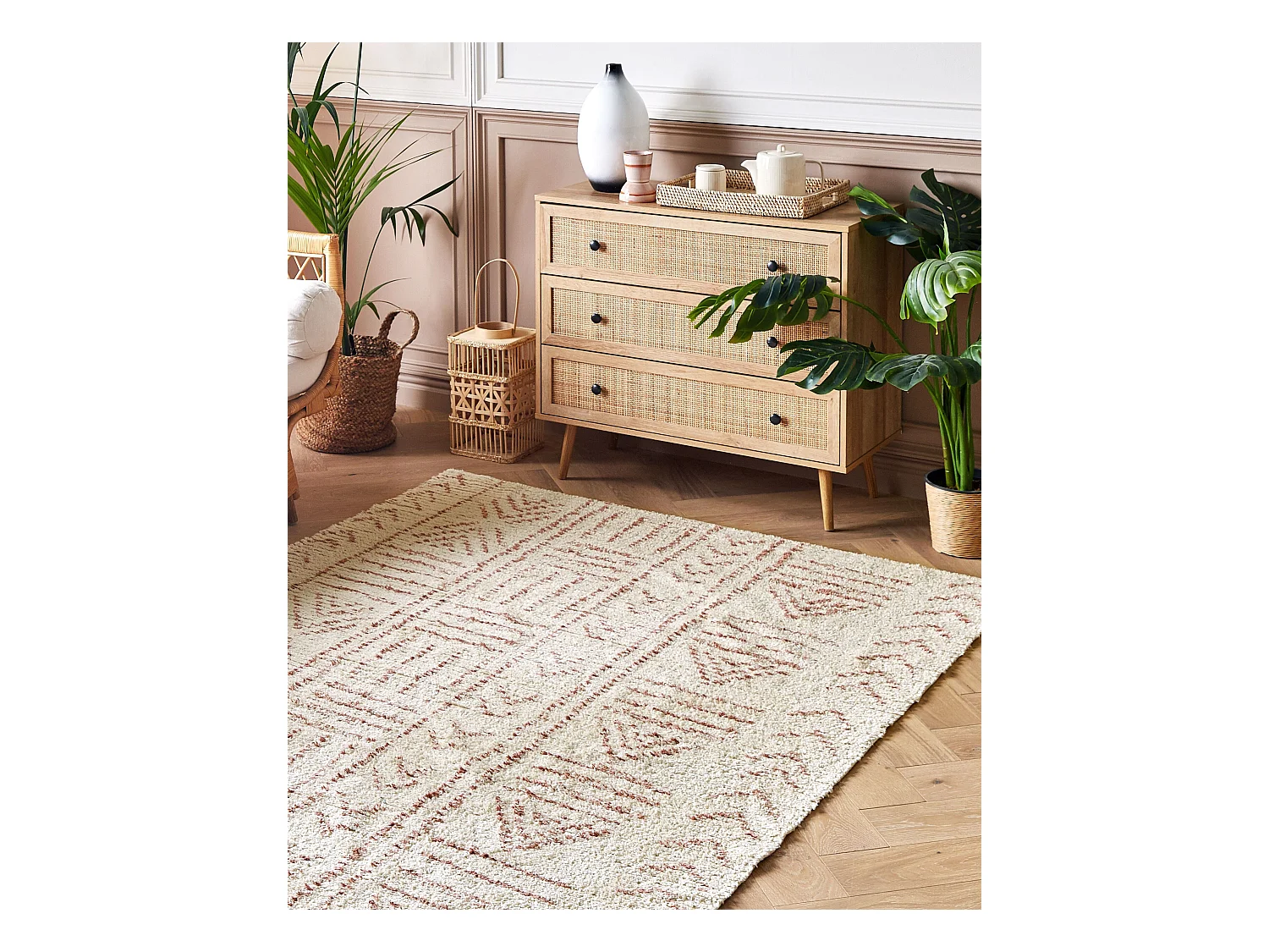 Vloerkleed katoen beige/roze 160 x 230 cm EDIRNE