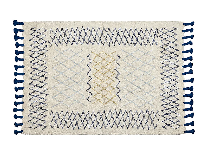 Teppich rechteckig Baumwolle beige / blau Muster geometrisch 160x230 cm Erzincan