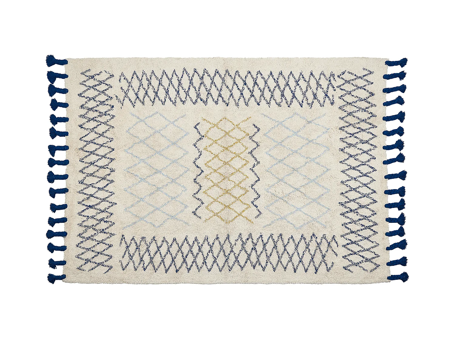Tappeto cotone beige blu nero e giallo 160 x 230 cm ERZINCAN