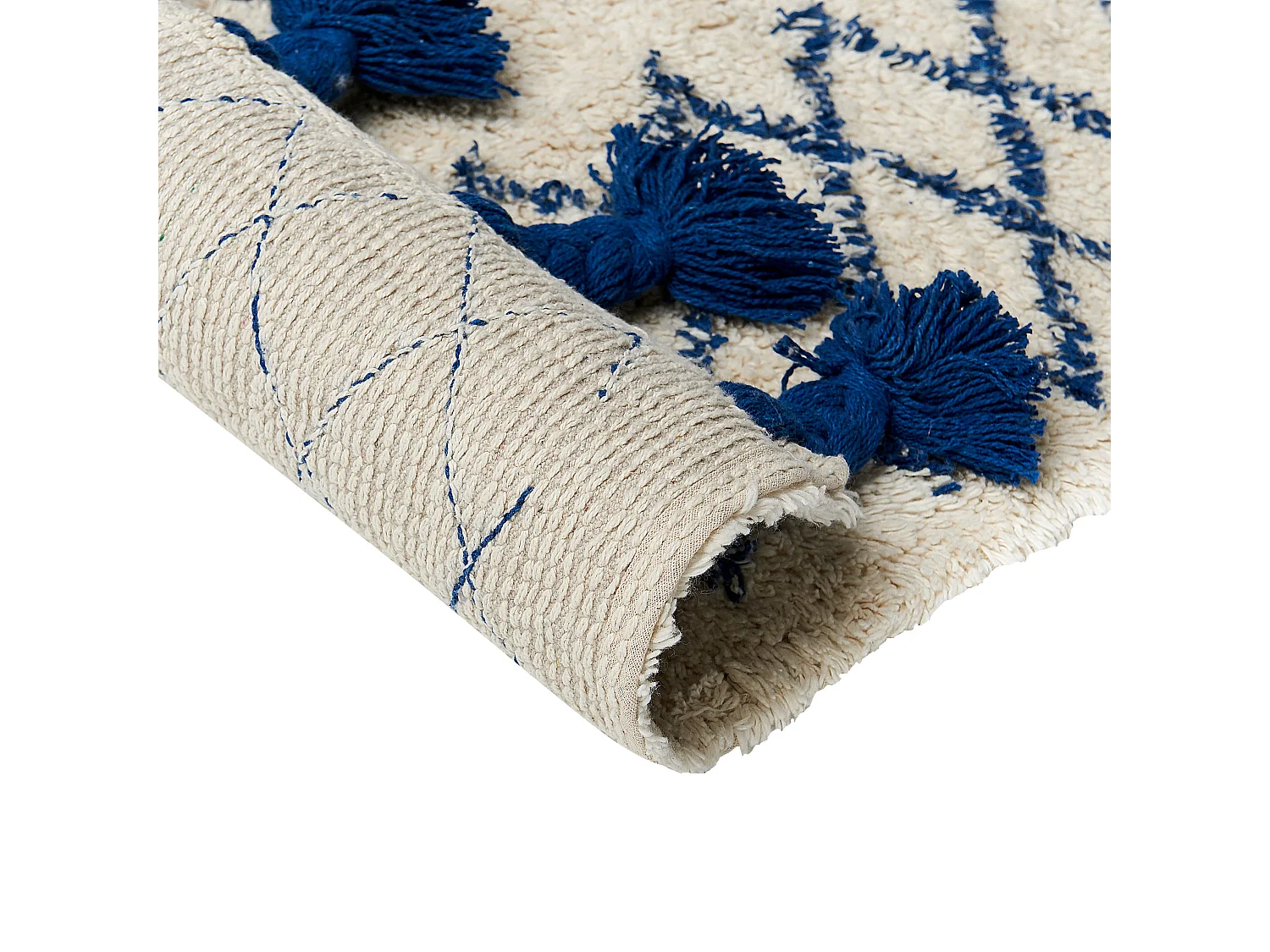 Tapete de algodão creme e azul 160 x 230 cm ERZINCAN