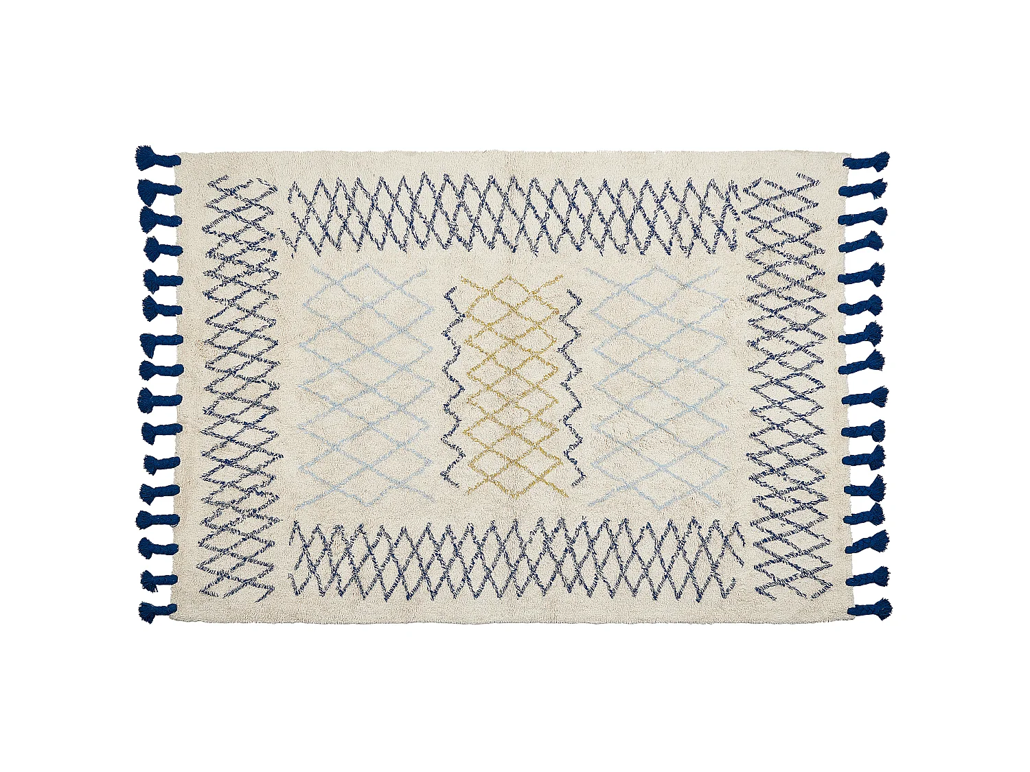 Tapis en coton 160 x 230 cm beige et bleu ERZINCAN