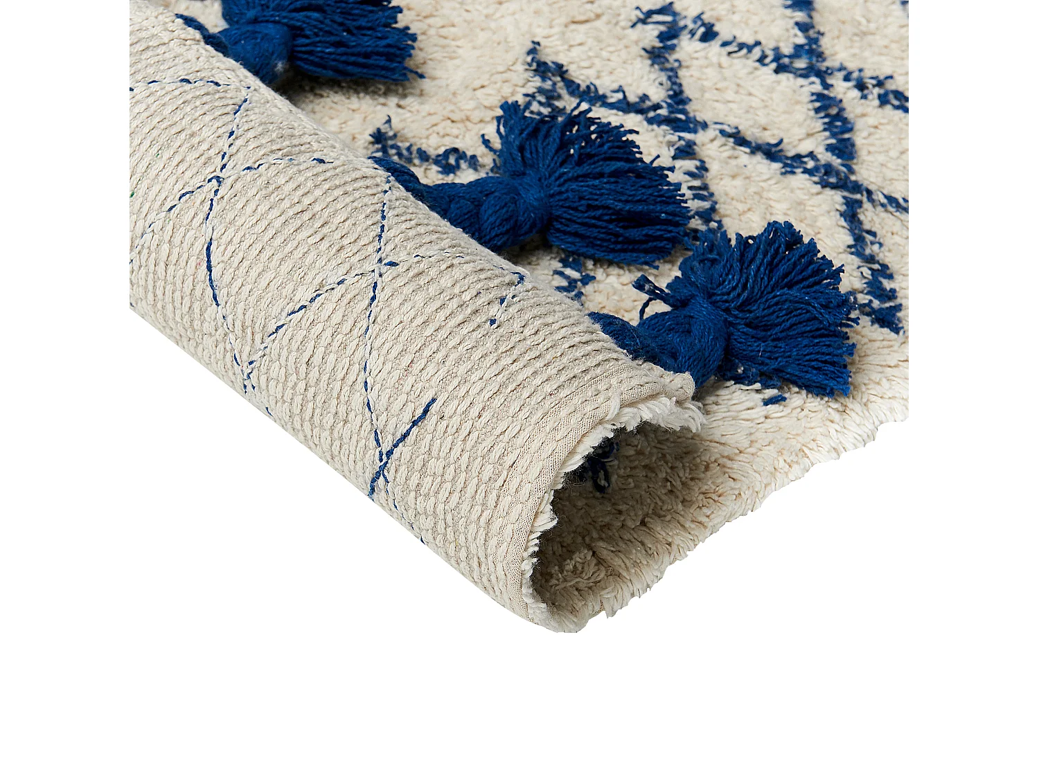 Tapis en coton 160 x 230 cm beige et bleu ERZINCAN
