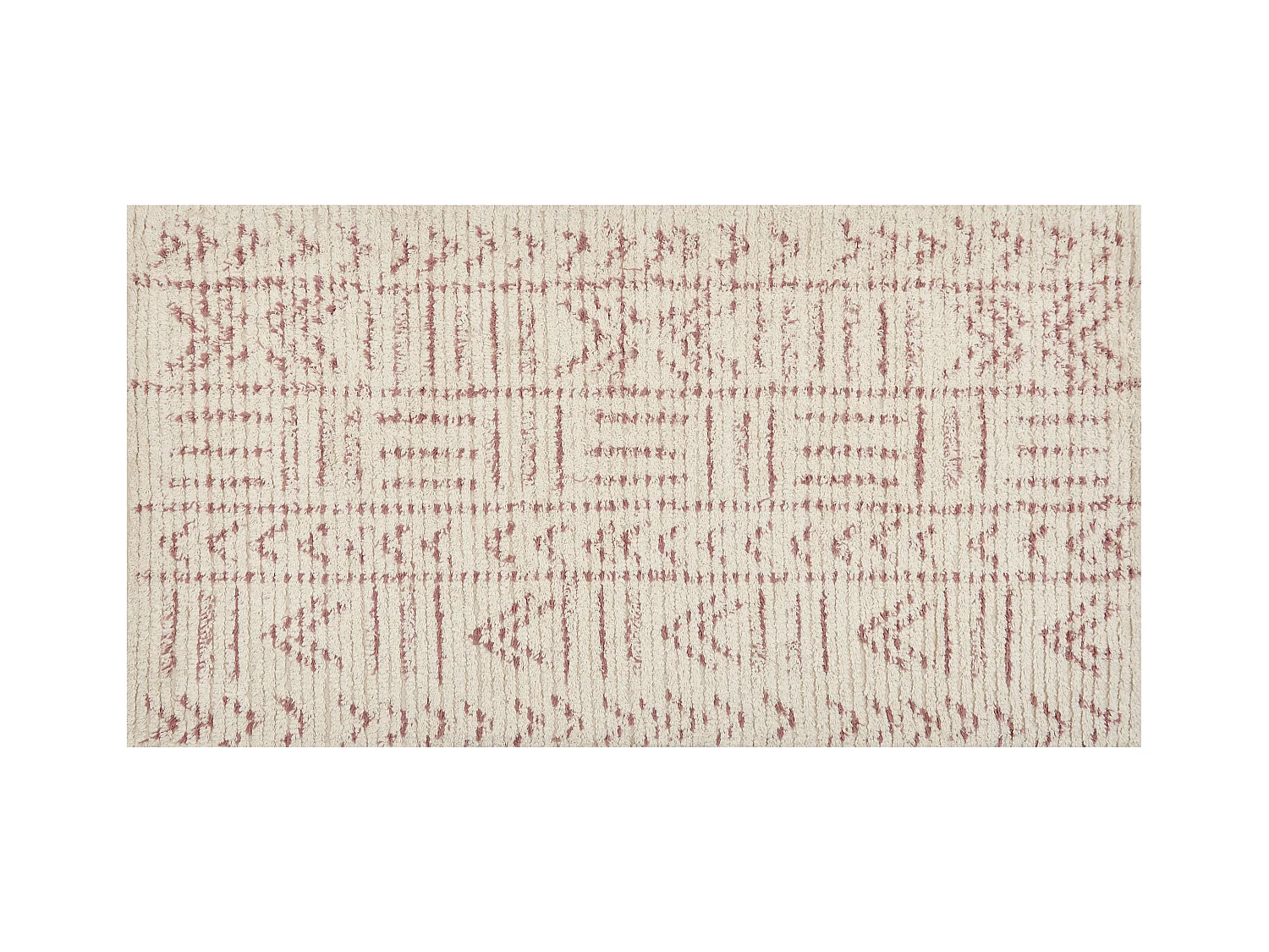 Teppich Baumwolle beige / rosa Muster geometrisch rechteckig 80 x 150 cm Edirne