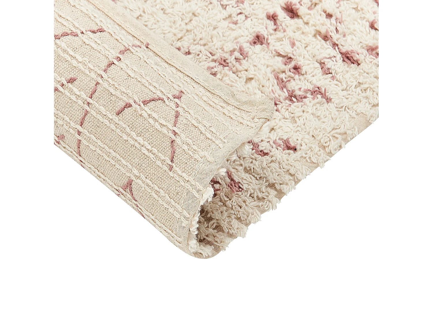 Tapis en coton 80 x 150 cm beige et rose EDIRNE