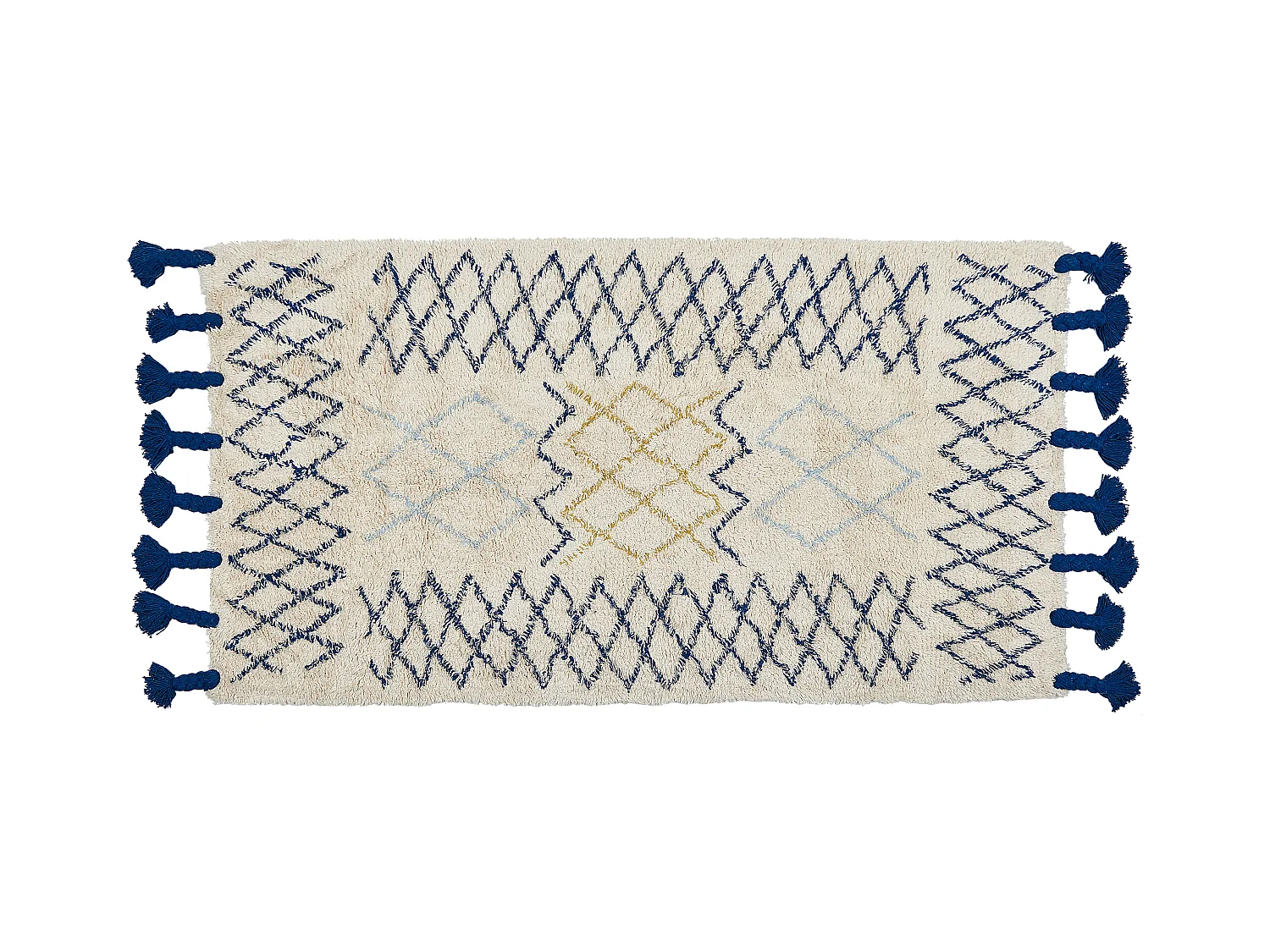 Teppich Baumwolle beige / blau 80 x 150 cm geometrisches Muster Kurzflor ERZINCAN