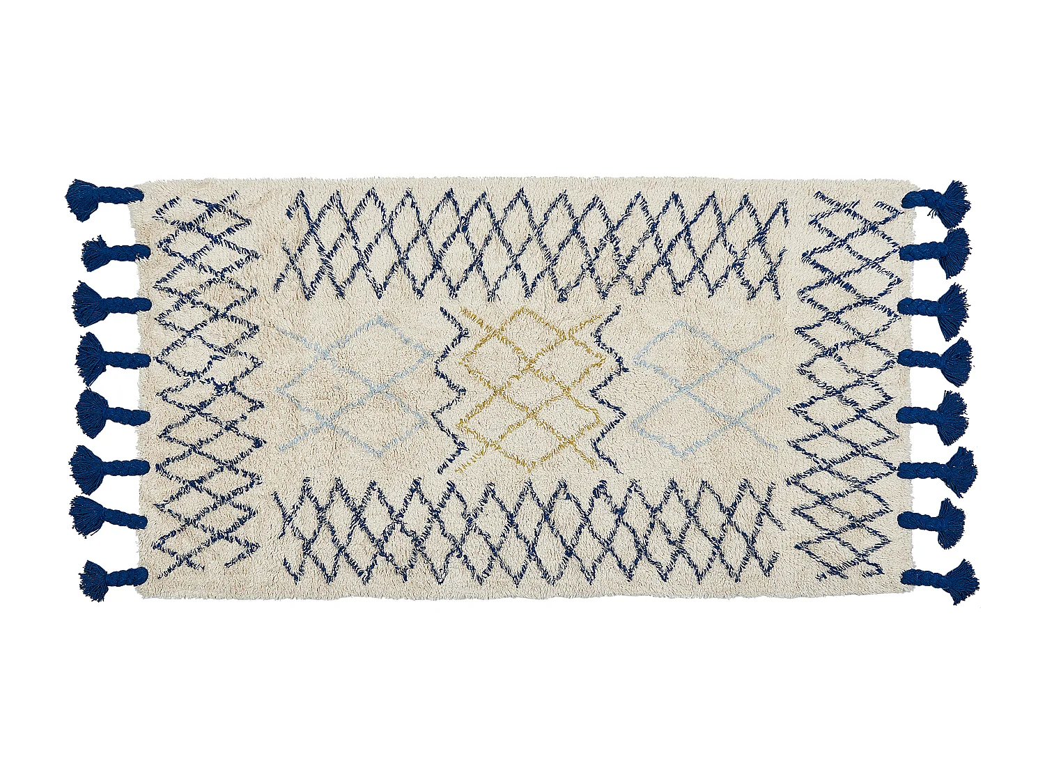 Teppich Baumwolle beige / blau 80 x 150 cm geometrisches Muster Kurzflor ERZINCAN