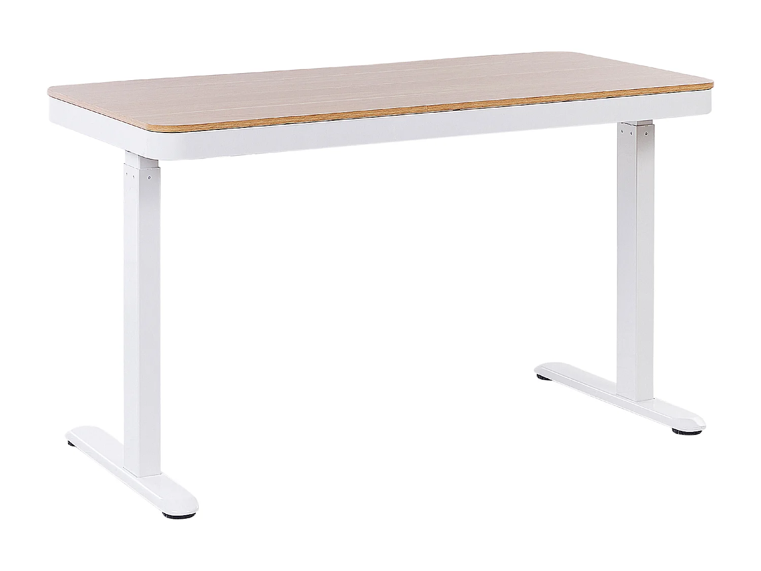 Biurko regulowane elektrycznie 120 x 60 cm z portem USB jasne drewno z białym KENLY