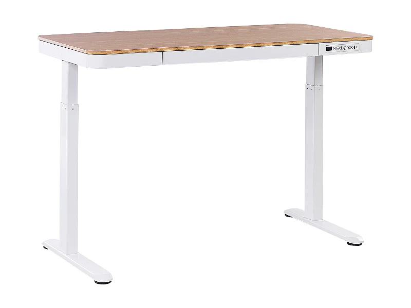 Bureau réglable en hauteur électriquement KENLY Marron/blanc 120 cm 60 cm avec port USB
