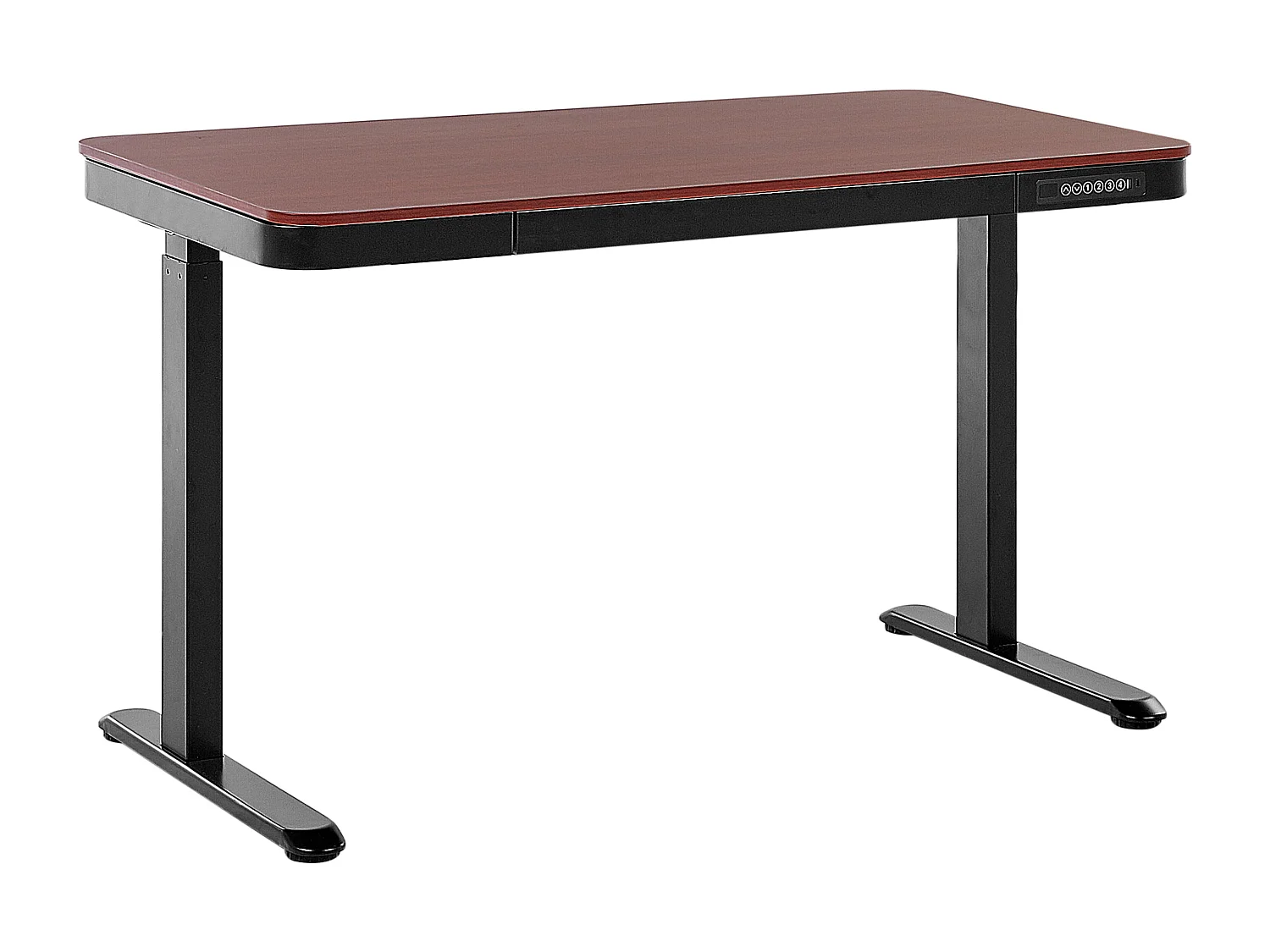 Schreibtisch verstellbar Holzoptik dunkelbraun / schwarz 120x60cm USB-Port Kenly