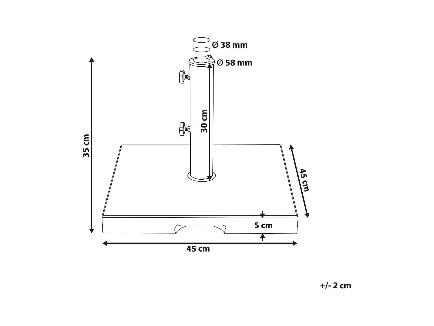 Parasolvoet CEGGIA Zwart Vierkant 25 kg