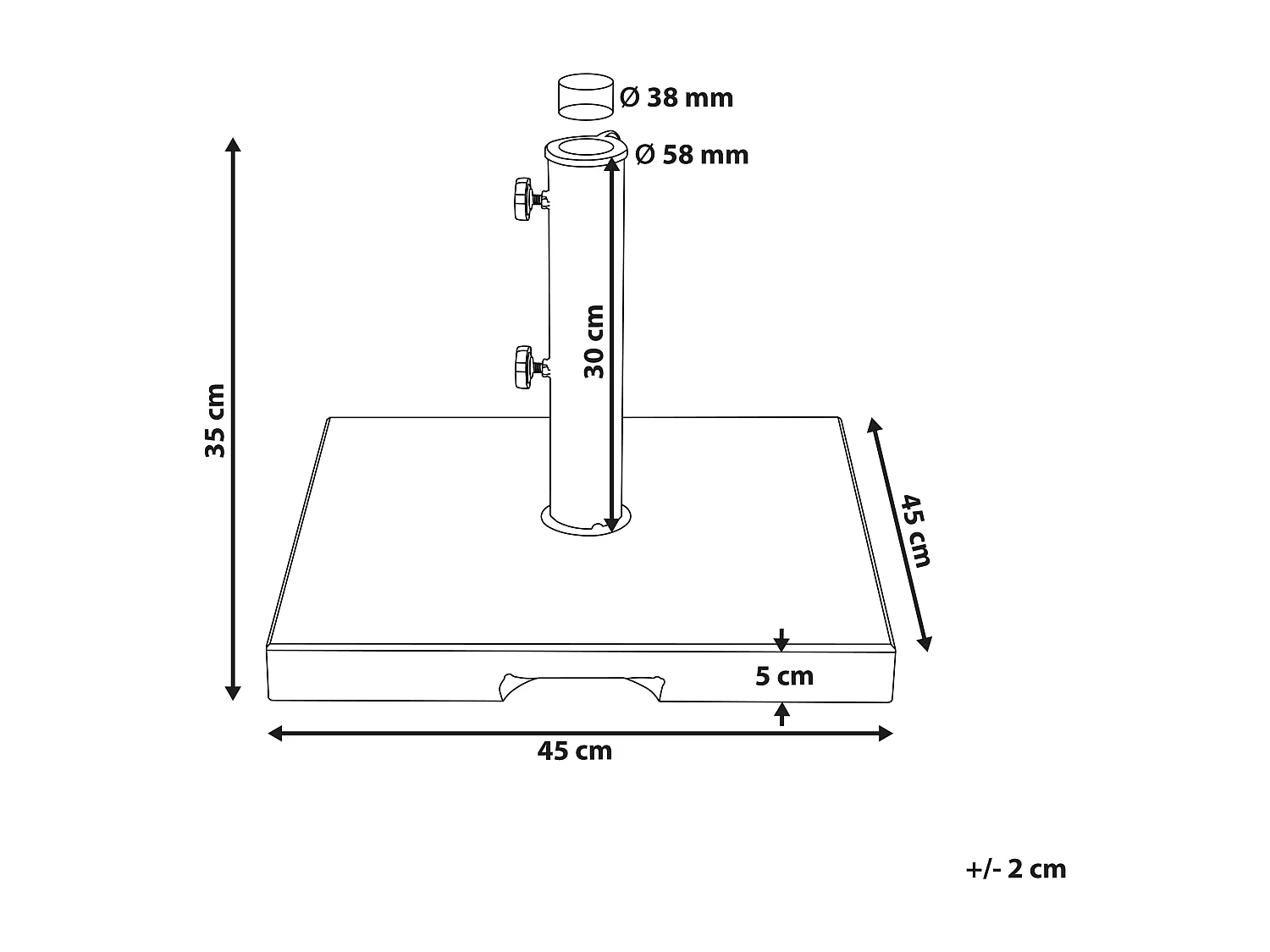 Socle de parasol CEGGIA Noir Carré 25 kg