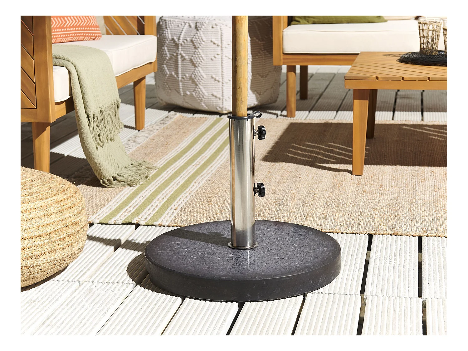 Garten Sonnenschirmständer Granit / Edelstahl rund schwarz ⌀ 45 cm Modern Ceggia