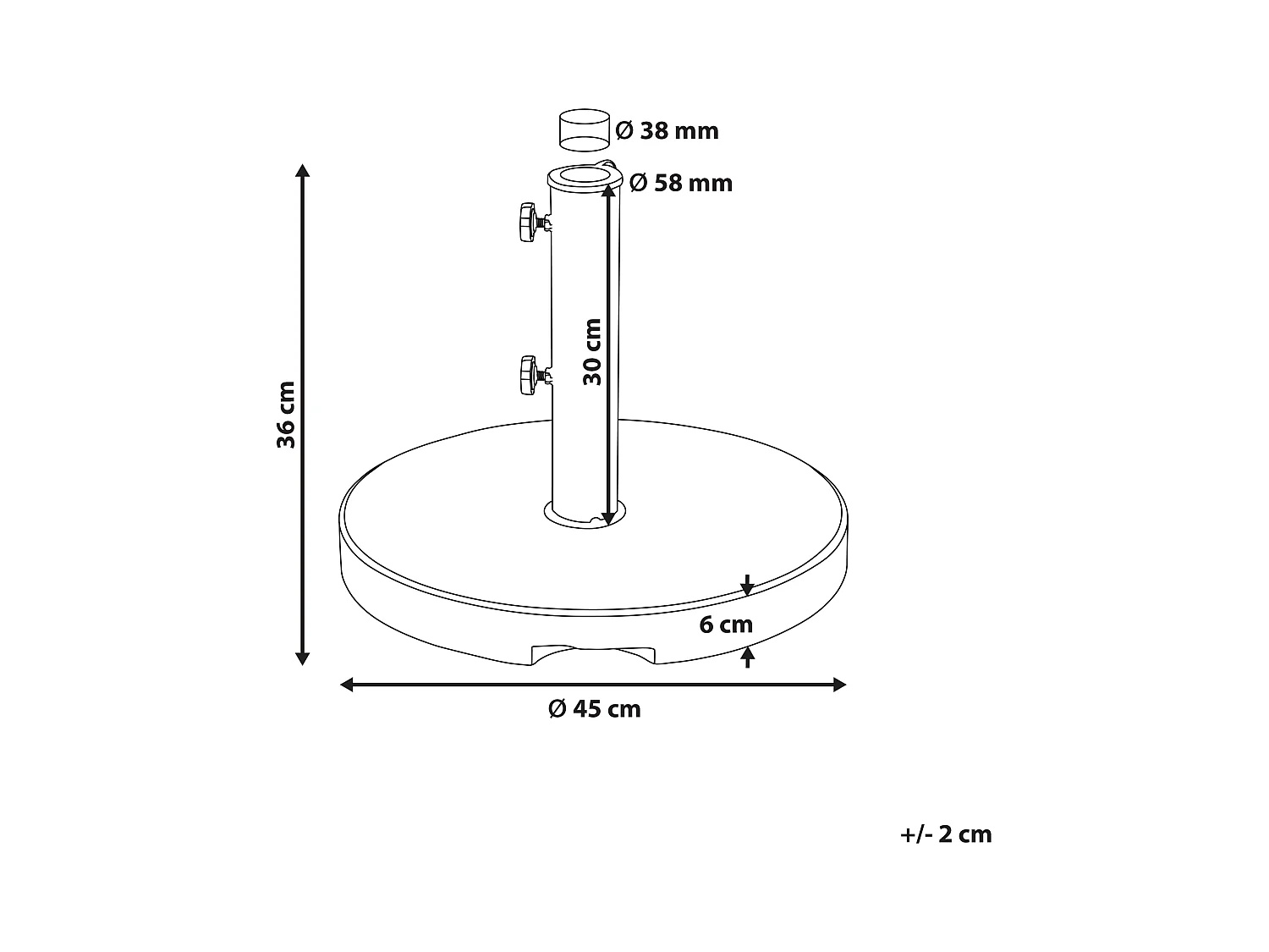 Garten Sonnenschirmständer Granit / Edelstahl rund schwarz ⌀ 45 cm Modern Ceggia