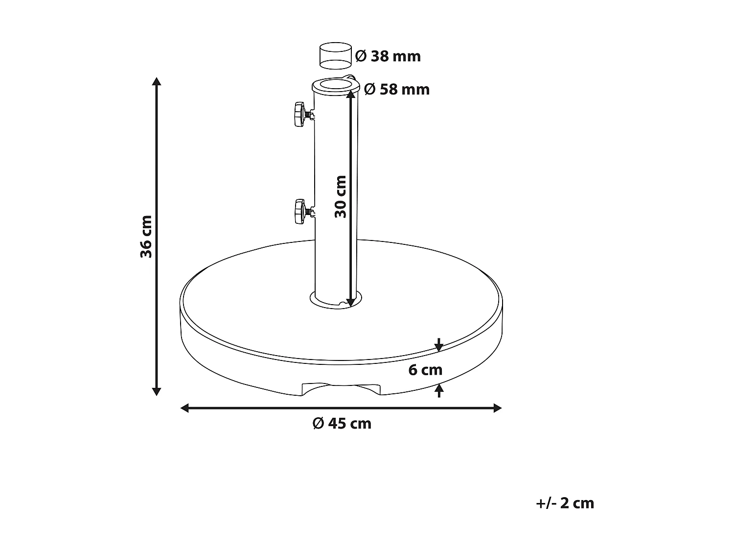 Socle de parasol CEGGIA Noir Rond 25 kg