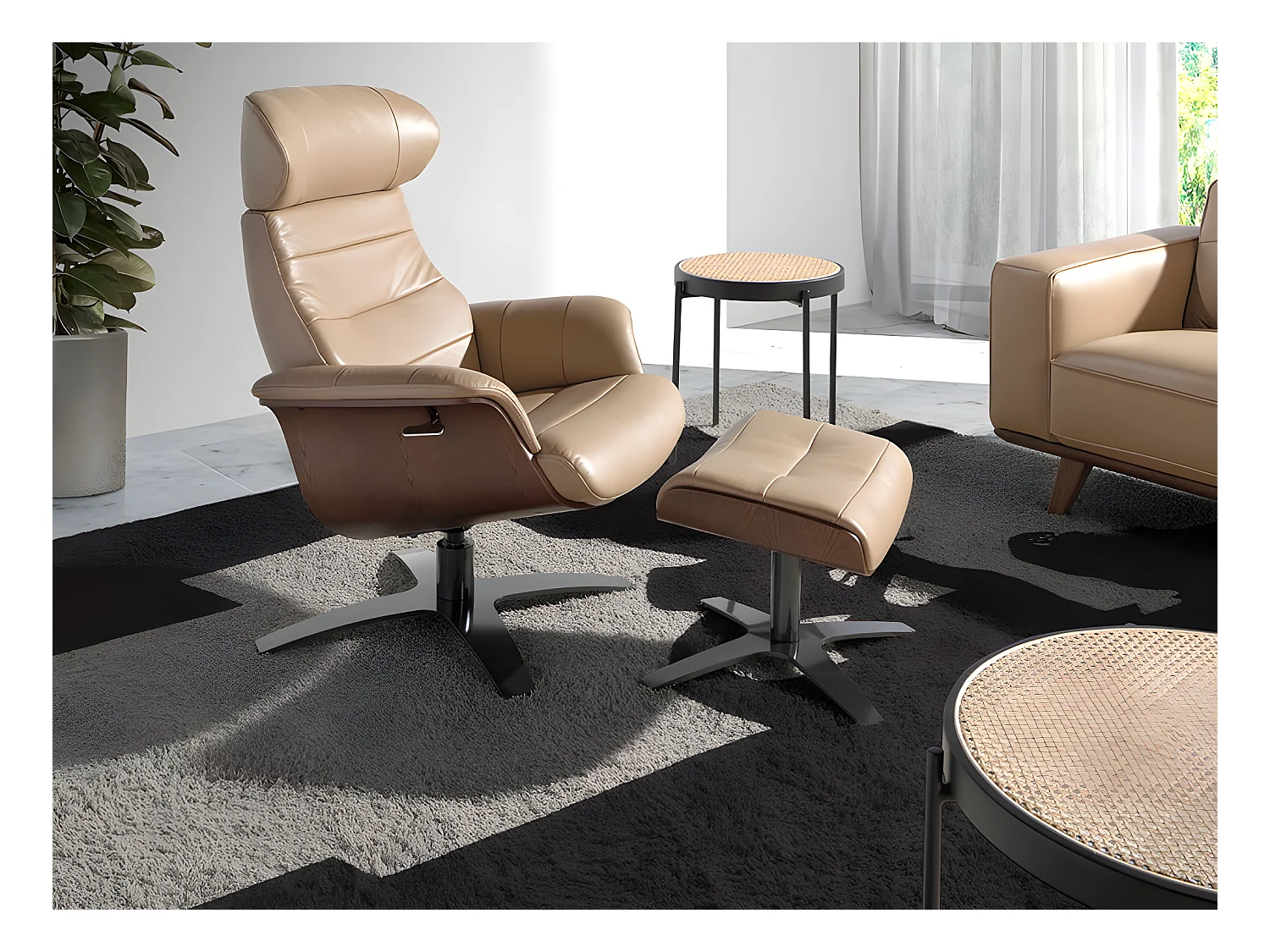 Sillón giratorio tapizado piel  5087 ANGEL CERDA