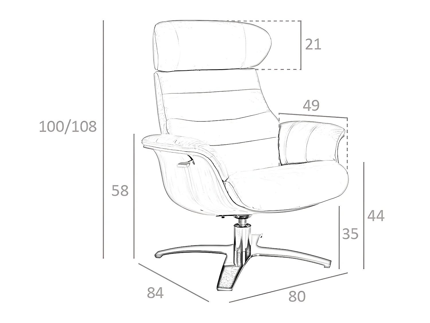 Sillón giratorio tapizado piel  5087 ANGEL CERDA