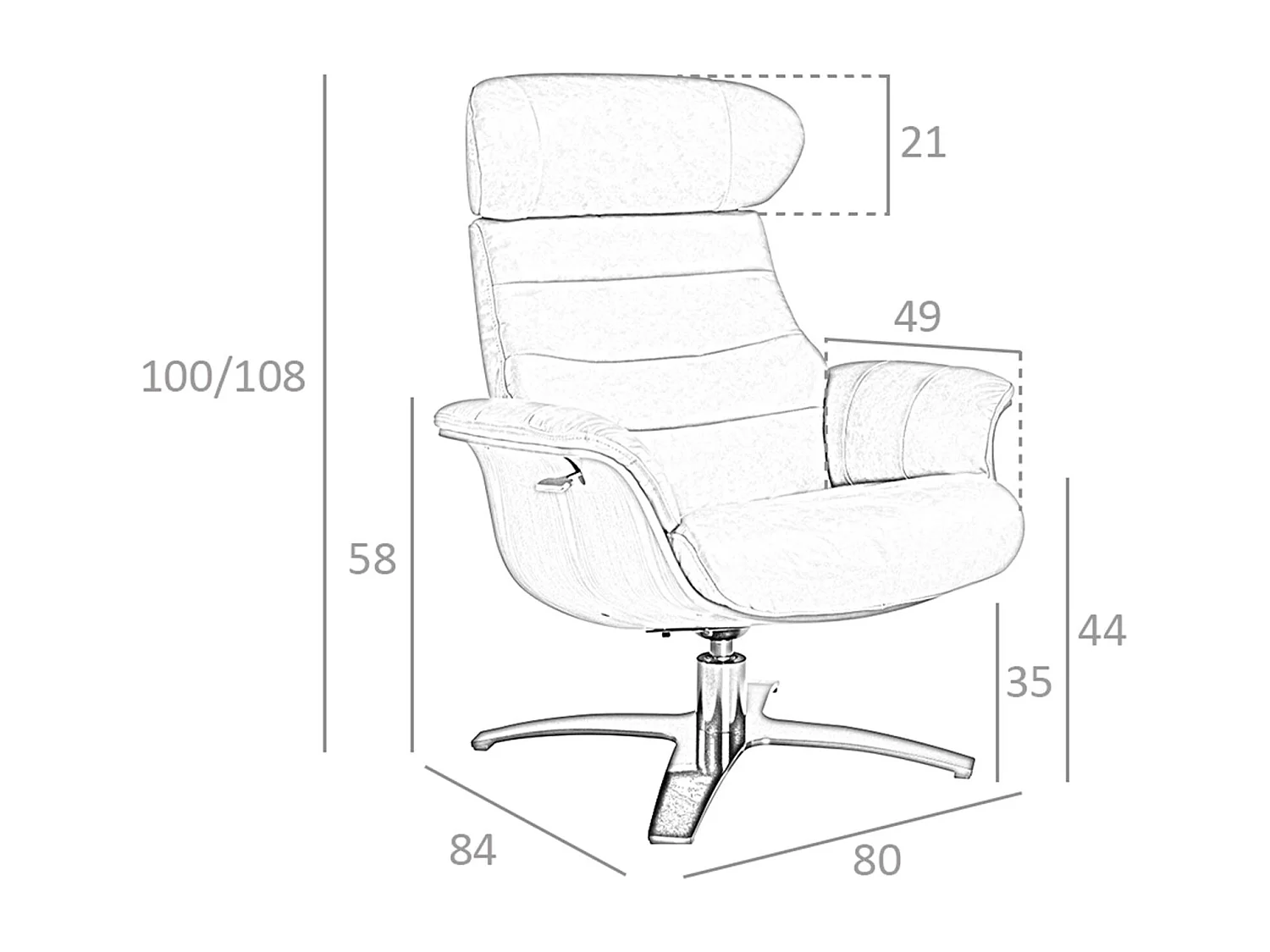 Fauteuil pivotant en cuir sable 5087 ANGEL CERDA
