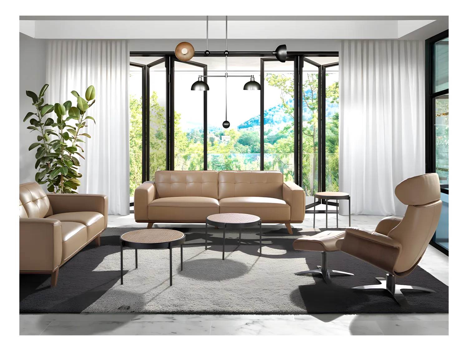 Fauteuil pivotant rembourré en cuir 5087 ANGEL CERDA