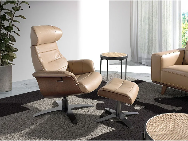 Fauteuil pivotant en cuir sable 5087 ANGEL CERDA